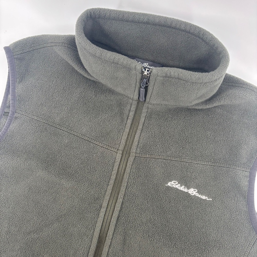 Eddie Bauer Fleece Vest Mens TL Olive Green Tall Large Polartec Full Zip Tall